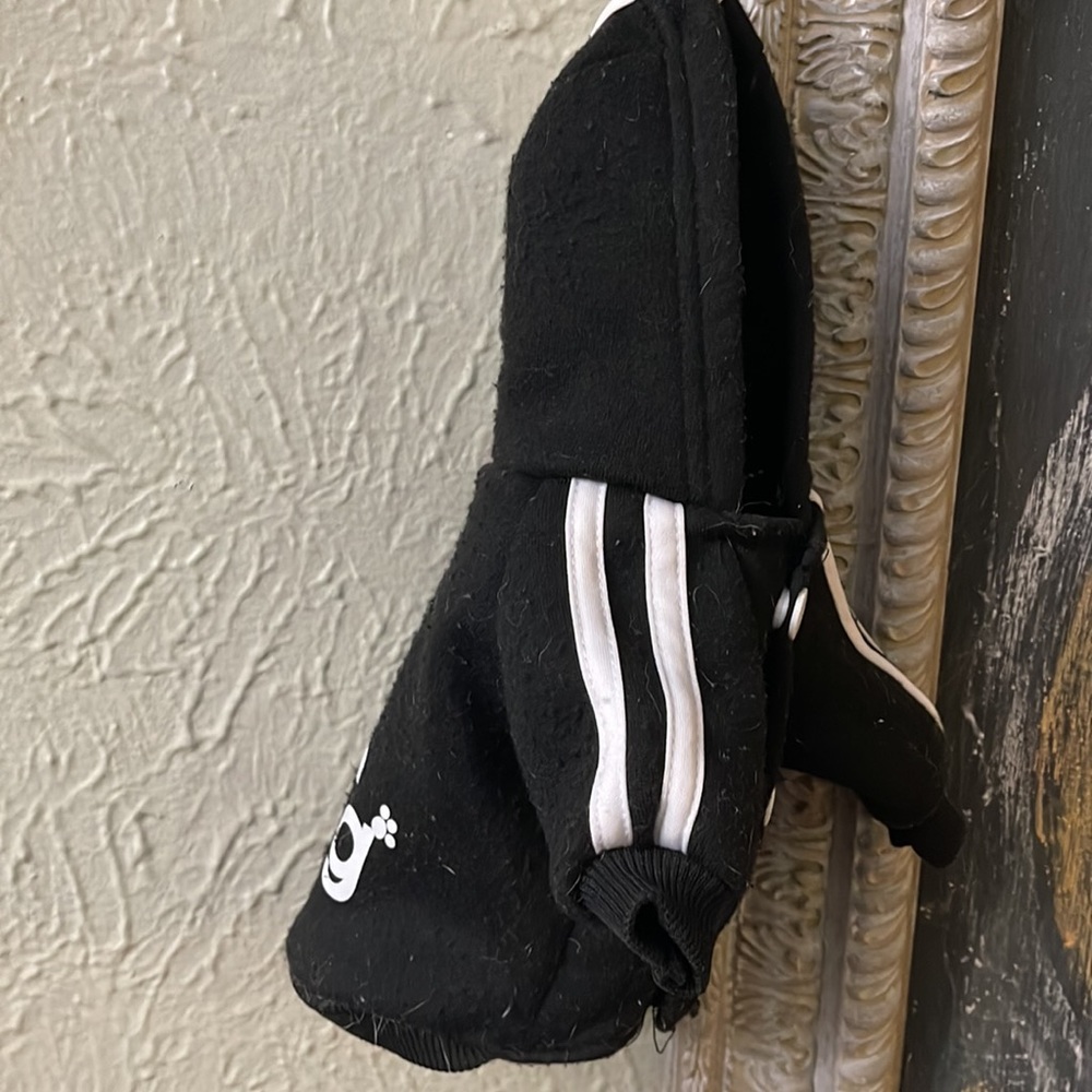 Adidas Inspired Adidog Hoodie Jacket 3 Bone Stripe Black White Sz Small - Picture 8 of 10